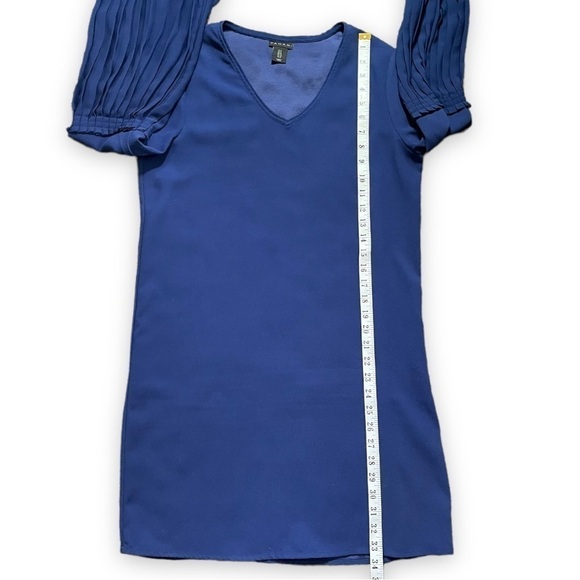 Tahari Dark Blue Pleated Bell Sleeve Shift Dress sz 6 - Picture 8 of 13